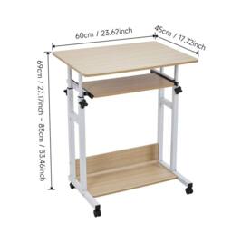 Kelvenix natural Rolling Computer Desk Height Adjustable - Size: 0.6m2 - thumbnail 2
