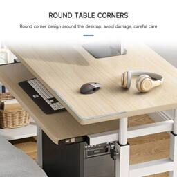 Kelvenix natural Rolling Computer Desk Height Adjustable - Size: 0.6m2 - thumbnail 4