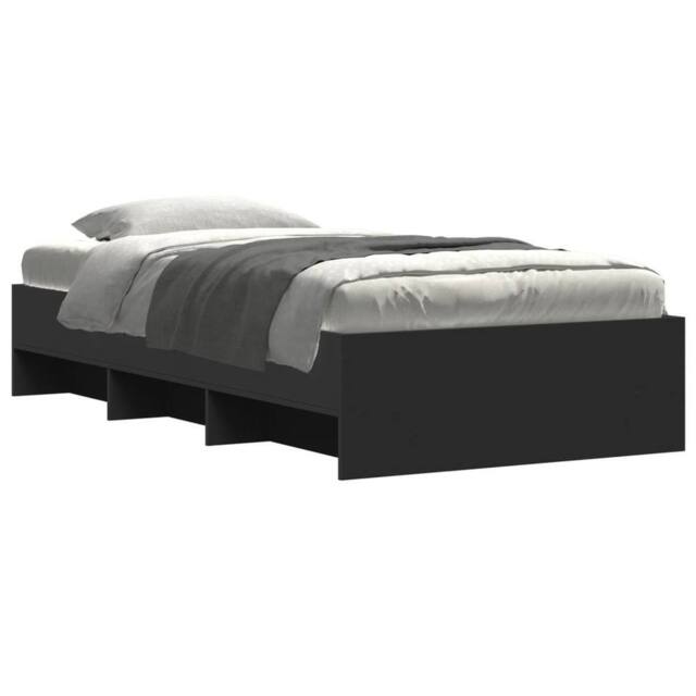 Berkfield Home Durable Bed Frame without Mattress Black 100x200 cm Engineered Wood - image 1