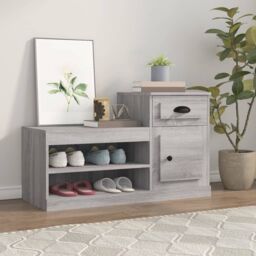 Berkfield Home Shoe Cabinet Grey Sonoma 100x42x60 cm Engineered Wood - Size: 100 x 42 x 60 cm
