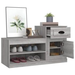 Berkfield Home Shoe Cabinet Grey Sonoma 100x42x60 cm Engineered Wood - Size: 100 x 42 x 60 cm - thumbnail 5