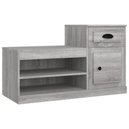 Berkfield Home Shoe Cabinet Grey Sonoma 100x42x60 cm Engineered Wood - Size: 100 x 42 x 60 cm - thumbnail 2