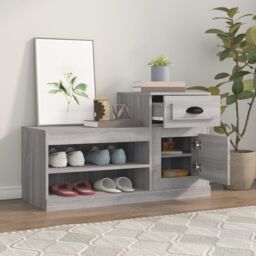 Berkfield Home Shoe Cabinet Grey Sonoma 100x42x60 cm Engineered Wood - Size: 100 x 42 x 60 cm - thumbnail 3
