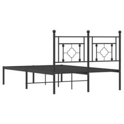 Berkfield Home Metal Bed Frame without Mattress with Headboard Black 120x190cm - Size: 120x190 cm - thumbnail 7