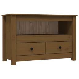 Berkfield Home TV Cabinet Honey Brown 79x35x52 cm Solid Wood Pine - Size: 79 x 35 x 52 cm