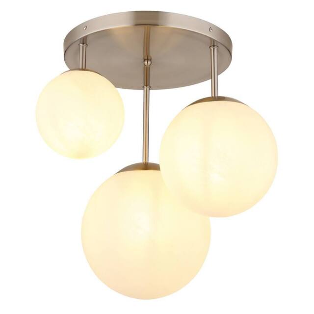 Netlighting Kop Cluster Ceiling Light Nickel 3x E27 Alabaster Glass Shade in Grey - image 1