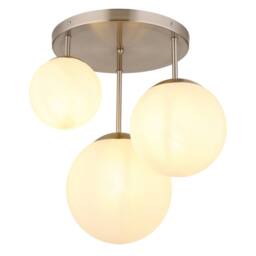 Netlighting Kop Cluster Ceiling Light Nickel 3x E27 Alabaster Glass Shade in Grey - thumbnail 1