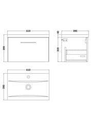 Balterley Bathroom Wall Hung 2 Soft Close Drawer Vanity Unit, Satin Green, 610mm in White - thumbnail 5