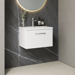 Balterley Bathroom Wall Hung 2 Soft Close Drawer Vanity Unit, Satin Green, 610mm in White - thumbnail 4