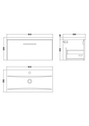 Balterley Bathroom Wall Hung 2 Soft Close Drawer Vanity Unit, Satin Green, 610mm in White - thumbnail 7