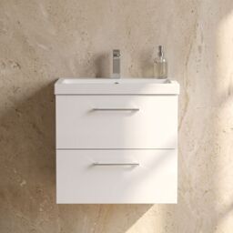 Balterley Bathroom Wall Hung 2 Soft Close Drawer Vanity Unit, Satin Green, 610mm in White - thumbnail 8