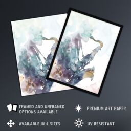 "Artery8 Abstract Saxophone Jazz Musician Watercolour Framed Art Print in Blue - Size: W12"" x H16""" - thumbnail 2