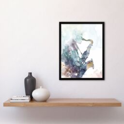 "Artery8 Abstract Saxophone Jazz Musician Watercolour Framed Art Print in Blue - Size: W12"" x H16""" - thumbnail 4