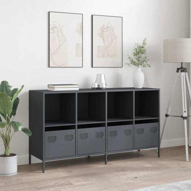 Berkfield Home Sideboard Anthracite 135x39x73.5 cm Cold-rolled Steel in Charcoal - image 1