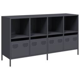 Berkfield Home Sideboard Anthracite 135x39x73.5 cm Cold-rolled Steel in Charcoal - thumbnail 3