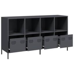 Berkfield Home Sideboard Anthracite 135x39x73.5 cm Cold-rolled Steel in Charcoal - thumbnail 4
