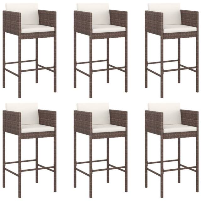 Berkfield Home Beautiful 7 Piece Garden Bar Set with Cushions Brown Poly Rattan - image 1