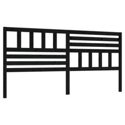 Berkfield Home Bed Headboard Black 206x4x100 cm Solid Wood Pine - Size: 206 x 4 x 100 cm - thumbnail 2