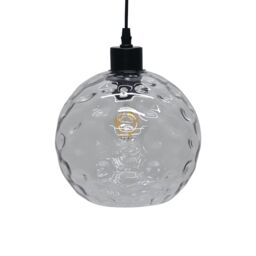 First Choice Lighting Set of 2 Barnum - Clear Dimple Glass Globe with Black Pendant Fittings - thumbnail 7