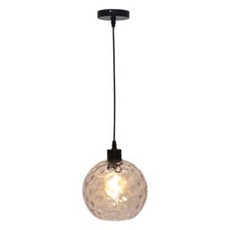 First Choice Lighting Set of 2 Barnum - Clear Dimple Glass Globe with Black Pendant Fittings - thumbnail 2