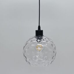 First Choice Lighting Set of 2 Barnum - Clear Dimple Glass Globe with Black Pendant Fittings - thumbnail 5