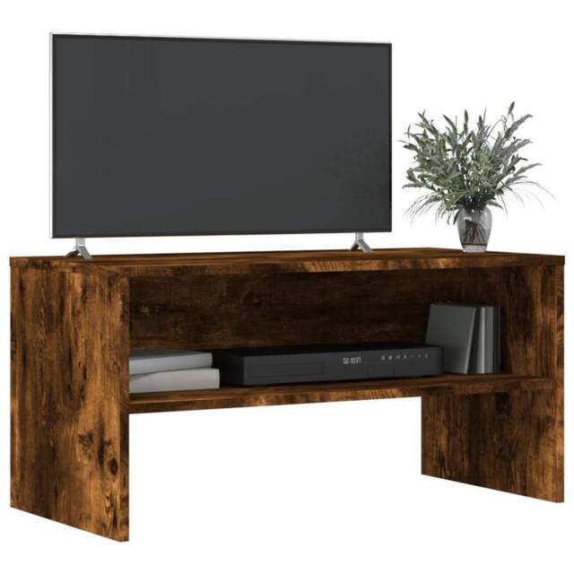 Berkfield Home TV Cabinet Smoked Oak 80x40x40 cm Engineered Wood in Brown - Size: 80 x 40 x 40 cm - image 1