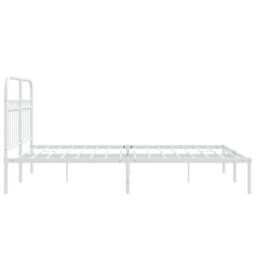 Berkfield Home Metal Bed Frame without Mattress with Headboard White 140x200cm - Size: 140x200 cm - thumbnail 5