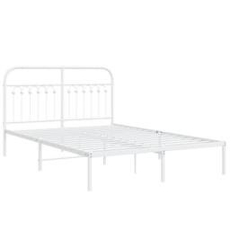 Berkfield Home Metal Bed Frame without Mattress with Headboard White 140x200cm - Size: 140x200 cm - thumbnail 1