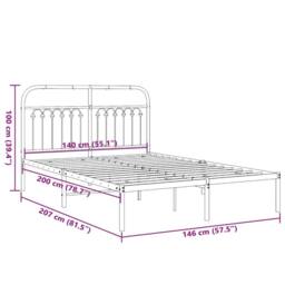Berkfield Home Metal Bed Frame without Mattress with Headboard White 140x200cm - Size: 140x200 cm - thumbnail 8