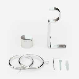 New Edge Blinds Polished Chrome 28mm End Cap Fixed Length Metal Curtain Pole in Metallic Silver - Size: 120 cm - thumbnail 3