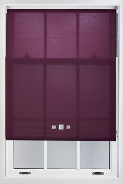 Furnished Daylight Roller Blinds with Triple Square Eyelets - Trimmable Window Shade in Aubergine - Size: 150 cm width x 210 cm drop - image 1