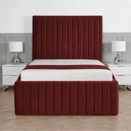 Living Comfort Bedz Saint Germain Plush Upholstered Bed Slatted Base - 48Inch Headboard in Maroon - Size: Single - thumbnail 2