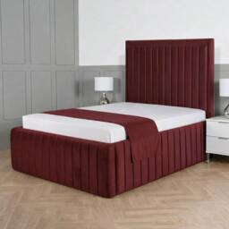 Living Comfort Bedz Saint Germain Plush Upholstered Bed Slatted Base - 48Inch Headboard in Maroon - Size: Single