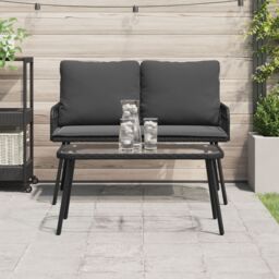 Berkfield Home Coffee Table Black 90x45x42 cm Poly Rattan - Size: 90 x 45 x 42 cm - thumbnail 4