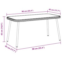 Berkfield Home Coffee Table Black 90x45x42 cm Poly Rattan - Size: 90 x 45 x 42 cm - thumbnail 8