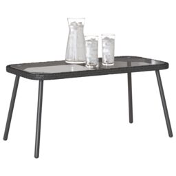 Berkfield Home Coffee Table Black 90x45x42 cm Poly Rattan - Size: 90 x 45 x 42 cm - thumbnail 3