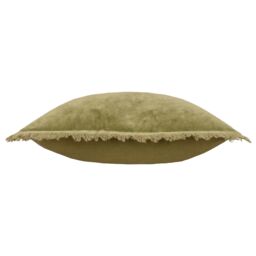 Yard Jaye 100% Cotton Velvet Fringed Cushion in Green - Size: 45 cm x 45 cm - thumbnail 3