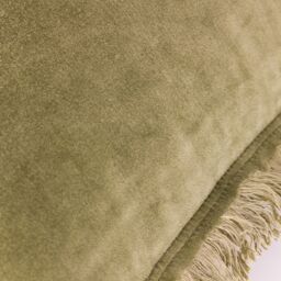 Yard Jaye 100% Cotton Velvet Fringed Cushion in Green - Size: 45 cm x 45 cm - thumbnail 5