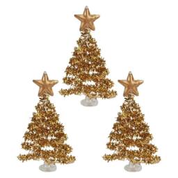 VFM e-Store Christmas Tree Glass Decoration 15cm x 29cm Gold X 1 - Size: 15 cm x 29 cm