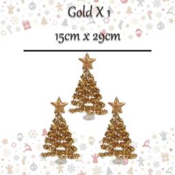 VFM e-Store Christmas Tree Glass Decoration 15cm x 29cm Gold X 1 - Size: 15 cm x 29 cm - thumbnail 2