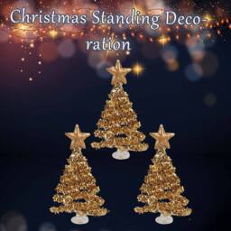 VFM e-Store Christmas Tree Glass Decoration 15cm x 29cm Gold X 1 - Size: 15 cm x 29 cm - thumbnail 3