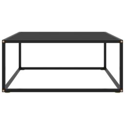 Berkfield Home Coffee Table Black with Black Glass 80x80x35 cm - Size: 80 x 80 x 35 cm - thumbnail 2