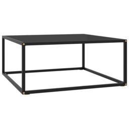 Berkfield Home Coffee Table Black with Black Glass 80x80x35 cm - Size: 80 x 80 x 35 cm - thumbnail 1