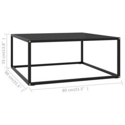 Berkfield Home Coffee Table Black with Black Glass 80x80x35 cm - Size: 80 x 80 x 35 cm - thumbnail 5
