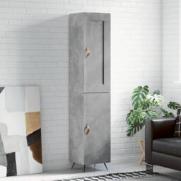 Berkfield Home Highboard Concrete Grey 34.5x34x180 cm Engineered Wood - thumbnail 2