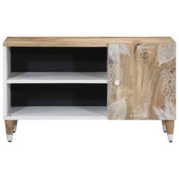 Berkfield Home TV Cabinet 80x31.5x46 cm Solid Wood Mango in Brown - thumbnail 1