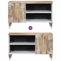 Berkfield Home TV Cabinet 80x31.5x46 cm Solid Wood Mango in Brown - thumbnail 6