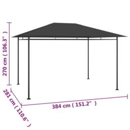 Berkfield Home Gazebo 384x281x270 cm Anthracite 180 g/m ² in Black - Size: 384 x 281 x 270 cm - thumbnail 5