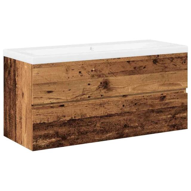 Berkfield Home Sink Cabinet with Built-in Basin Old Wood 101x39.5x49 cm in Brown - image 1