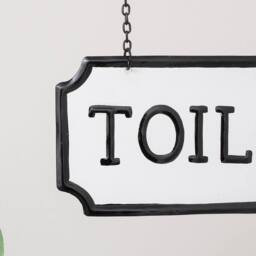 Melody Maison Black & White Metal Wall Mounted Hanging Toilet Sign - thumbnail 6